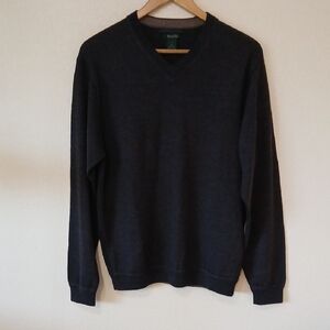 Marshall Field's 100% Merino Wool Dark Brown V-neck Sweater